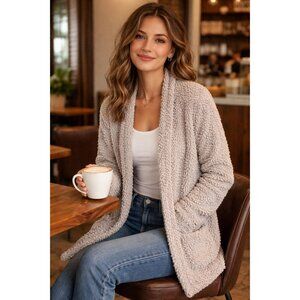 Eesome Popcorn Knit Cardigan S/M Gray Cozy Open Front Boho Cozy Chic Soft Girl